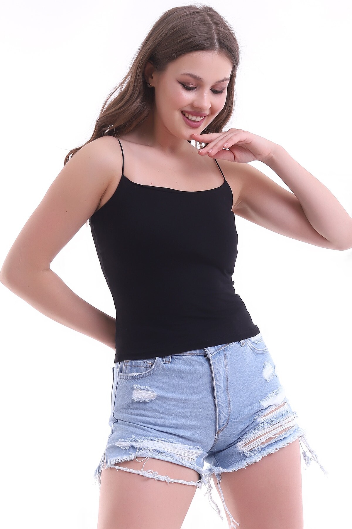 Bej Kadın Ip Askılı Crop Bluz Zyn-58191 - 6