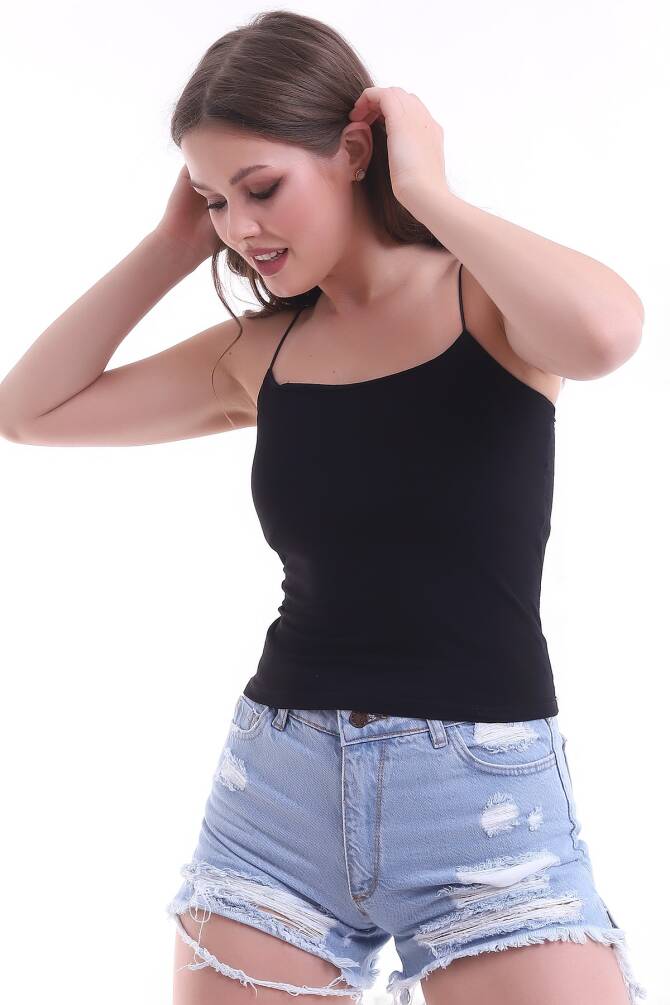 Bej Kadın Ip Askılı Crop Bluz Zyn-58191 - 7