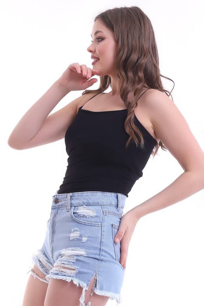 Bej Kadın Ip Askılı Crop Bluz Zyn-58191 - 8