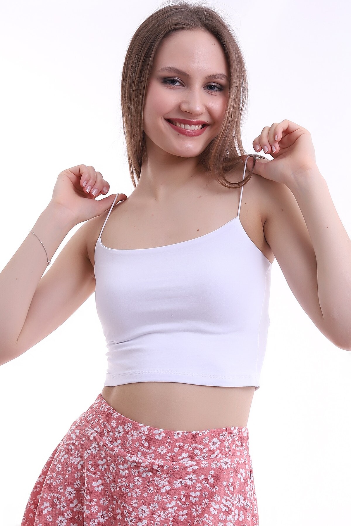 Bej Kadın Ip Askılı Crop Bluz Zyn-58191 - 15