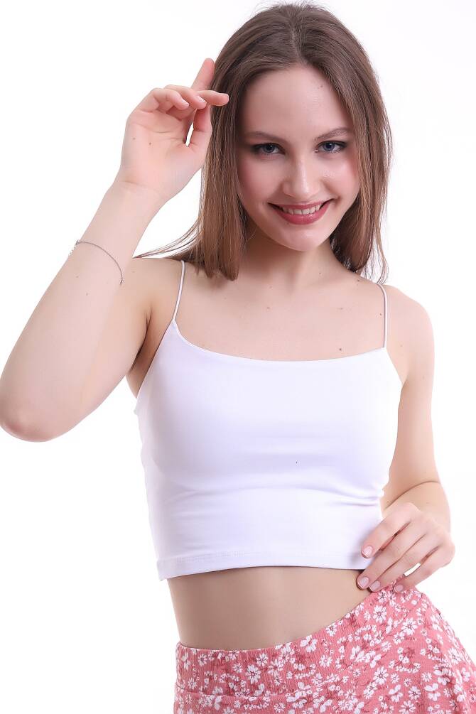 Bej Kadın Ip Askılı Crop Bluz Zyn-58191 - 16