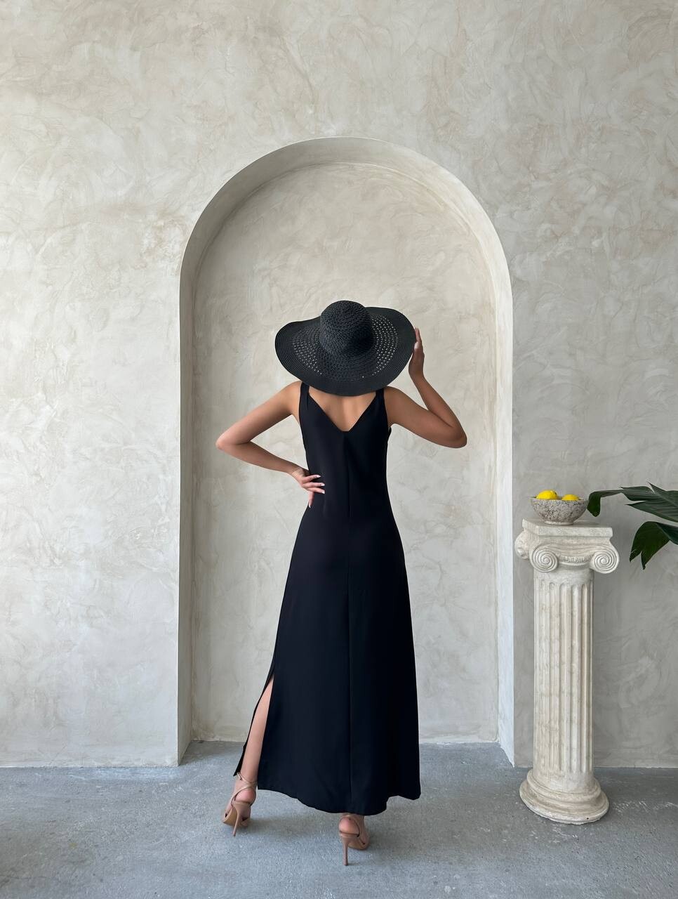 Kadın Askılı V Yaka Düğmeli Gabardin Midi Elbise ZYN-58775 - 26