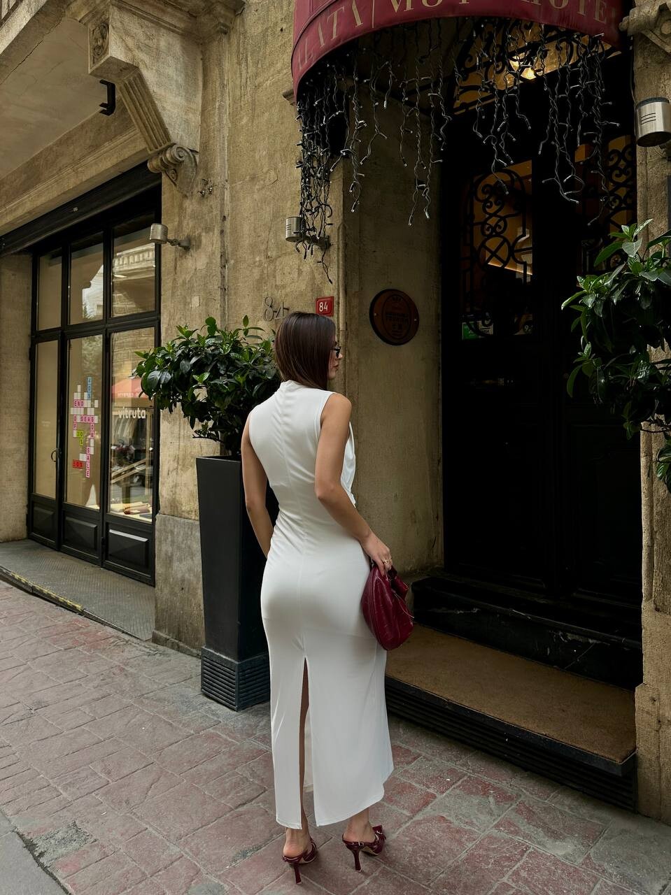 KADIN ASTARLI ARKASI YIRTMAÇLI DRAPE DETAYLI ELBİSE HYN-58045 - 8