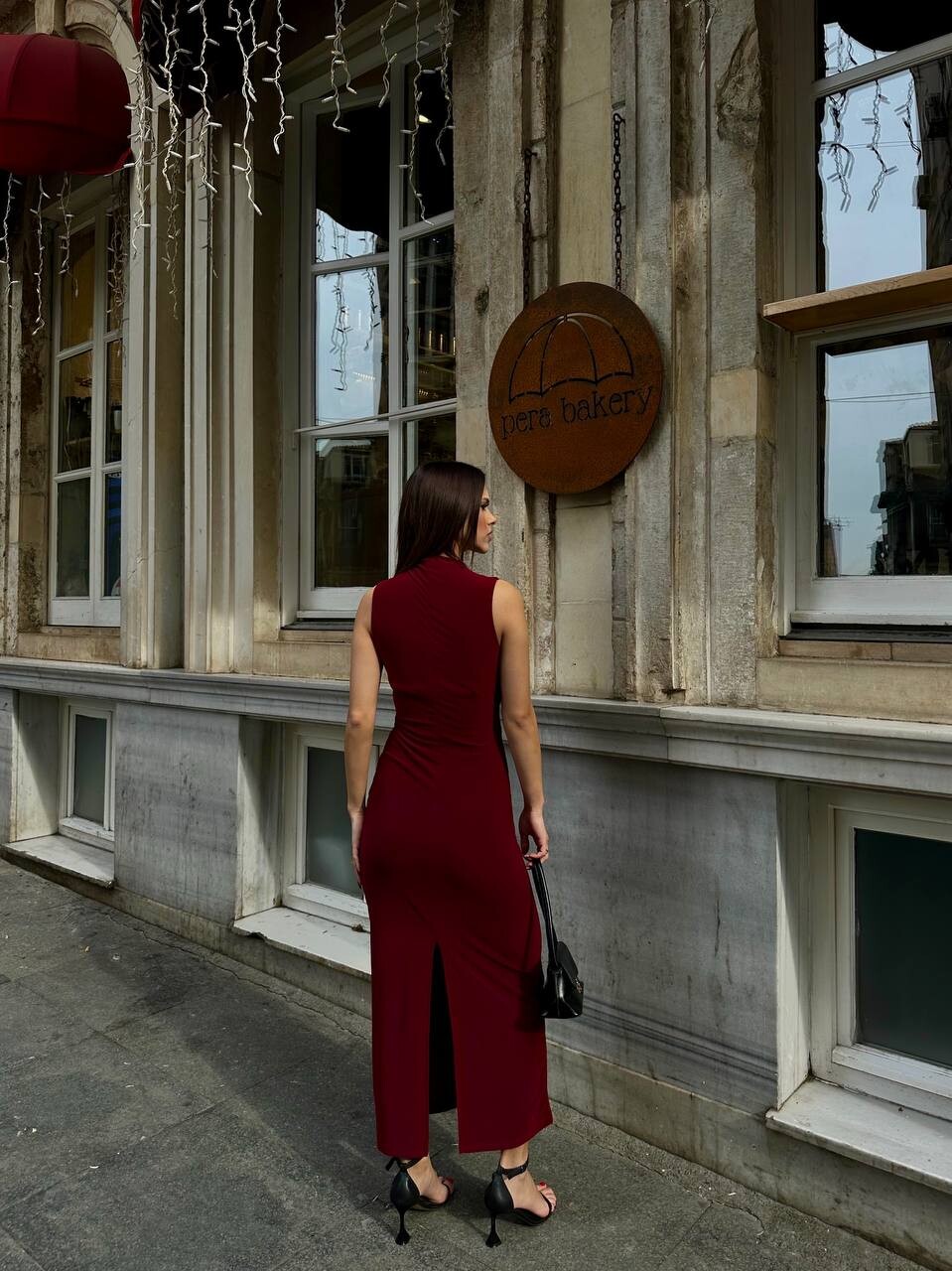 KADIN ASTARLI ARKASI YIRTMAÇLI DRAPE DETAYLI ELBİSE HYN-58045 - 15