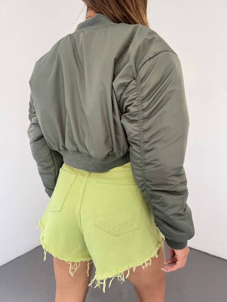 KADIN BELİ LASTİKLİ İÇİ ASTARLI CROP BOMBER MONT ZYN-58532 - 5