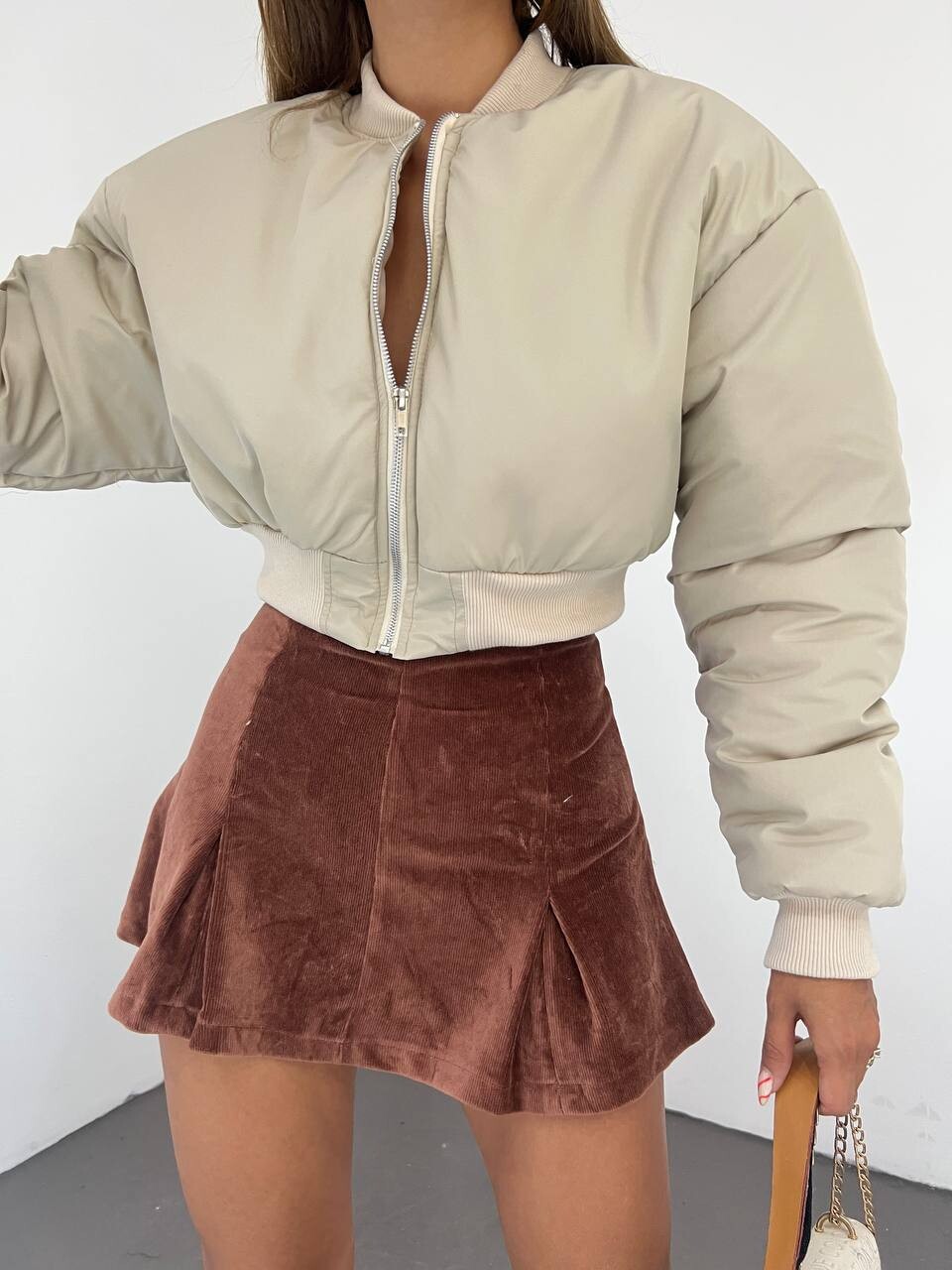 KADIN BELİ LASTİKLİ İÇİ ASTARLI CROP BOMBER MONT ZYN-58532 - 6