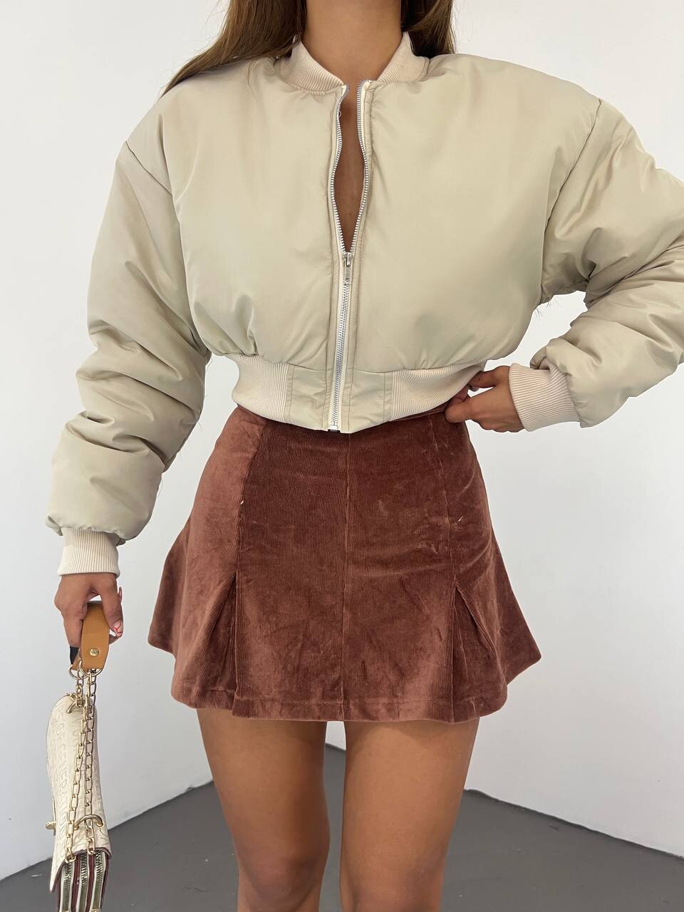 KADIN BELİ LASTİKLİ İÇİ ASTARLI CROP BOMBER MONT ZYN-58532 - 8