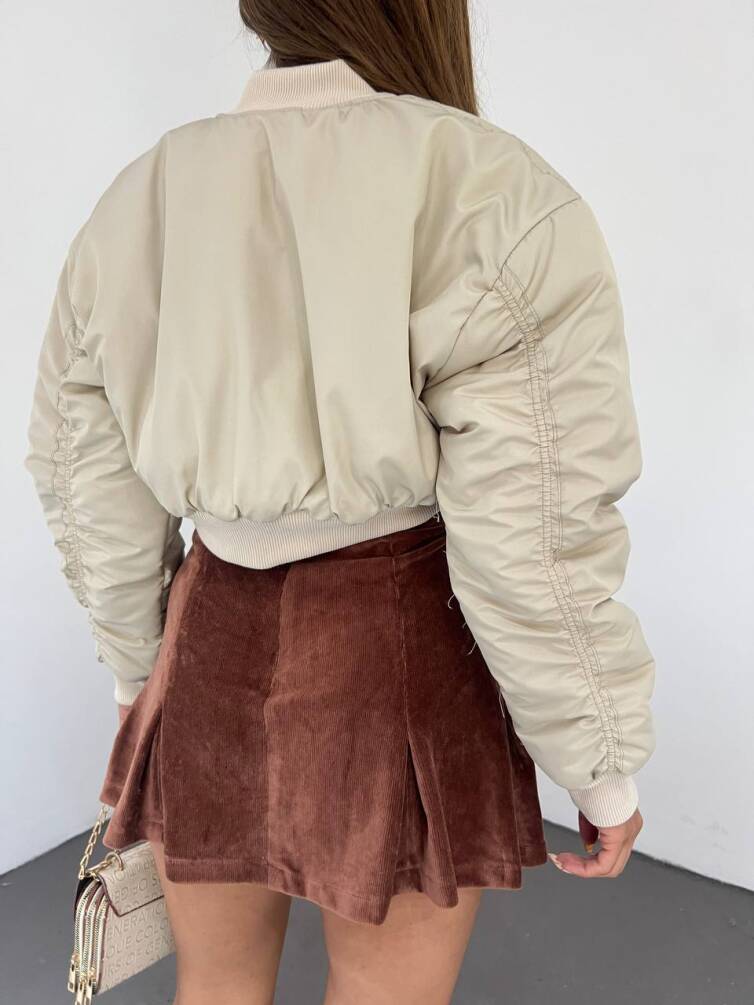 KADIN BELİ LASTİKLİ İÇİ ASTARLI CROP BOMBER MONT ZYN-58532 - 10