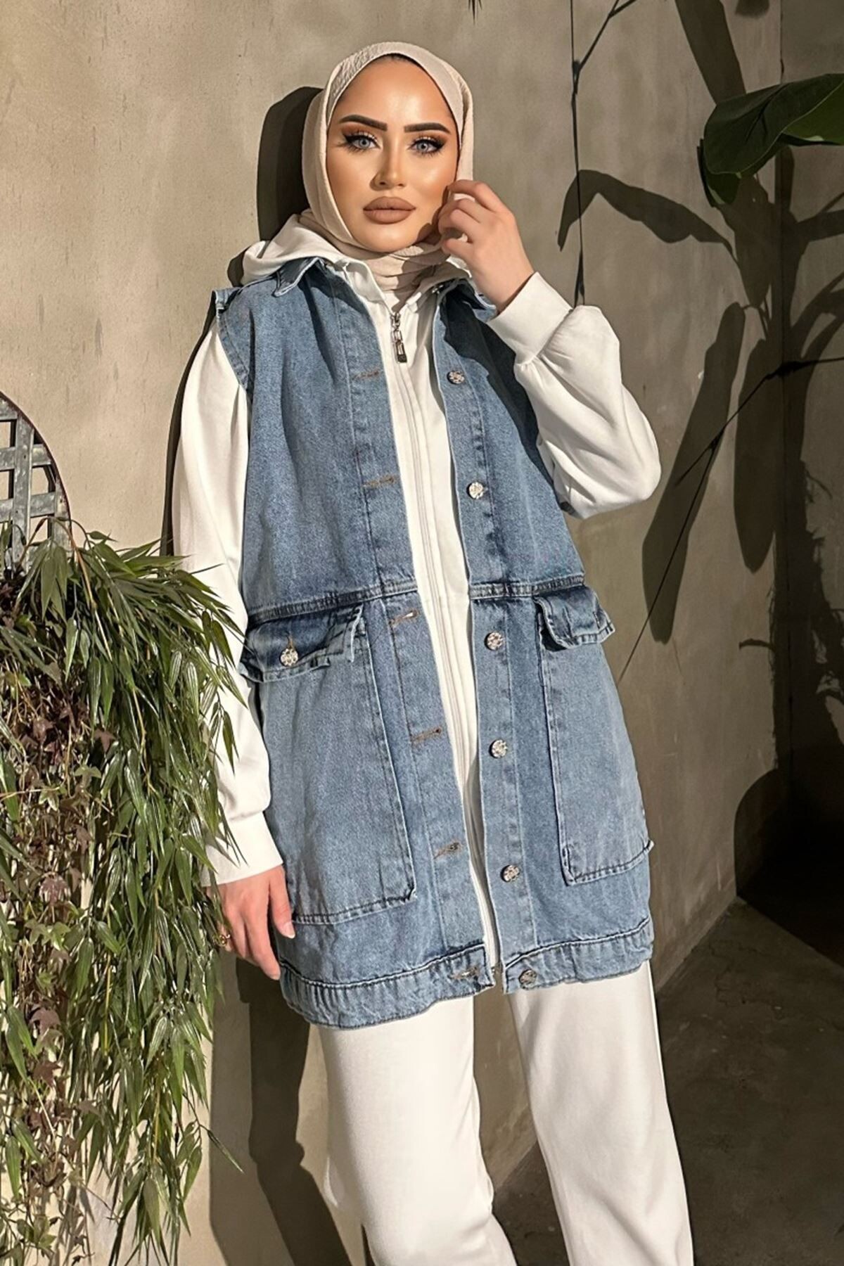 KADIN BÜYÜK CEPLİ MAXİ BOY KOT YELEK ZYN-58731 - 1
