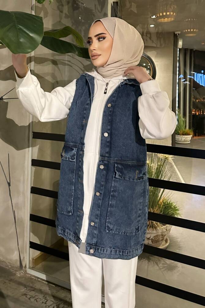 KADIN BÜYÜK CEPLİ MAXİ BOY KOT YELEK ZYN-58731 - 3