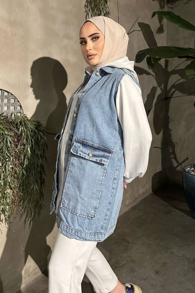 KADIN BÜYÜK CEPLİ MAXİ BOY KOT YELEK ZYN-58731 - 10