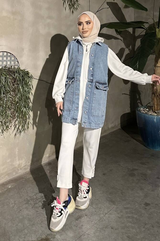 KADIN BÜYÜK CEPLİ MAXİ BOY KOT YELEK ZYN-58731 - 11