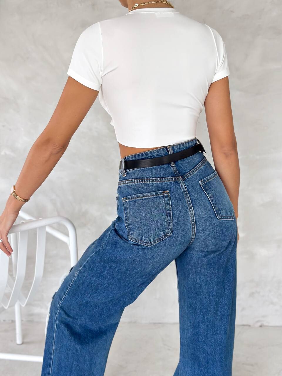Kadın Derin V Yaka Önü Bağlamalı Crop Top Bluz ZYN-58782 - 2
