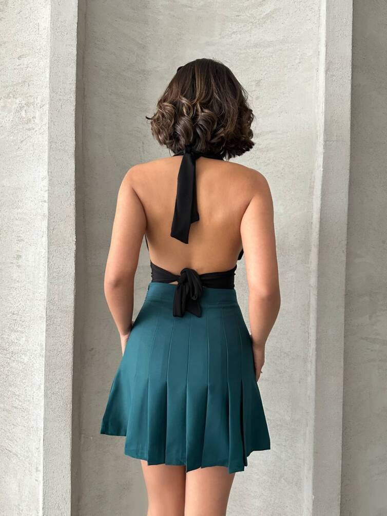 Kadın Yüksek Bel Pileli Mini Etek ZYN-58651 - 22