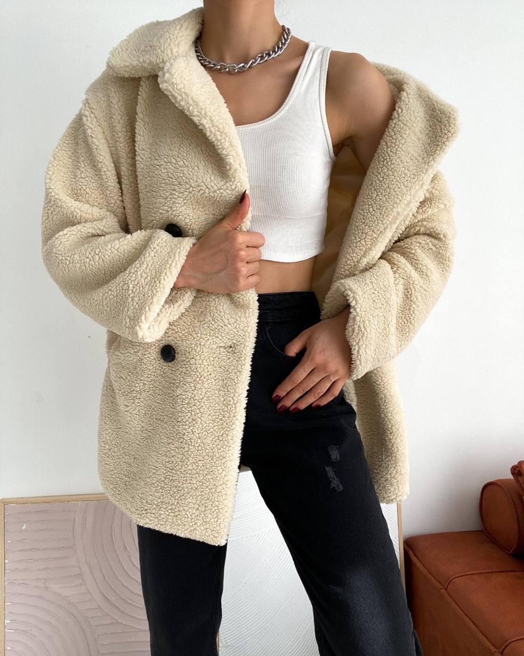 KADIN KRUVAZE PELUŞ KABAN ZYN-58366 - 1