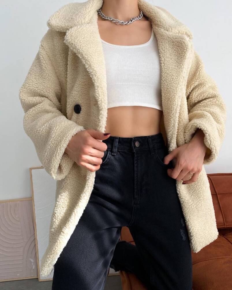 KADIN KRUVAZE PELUŞ KABAN ZYN-58366 - 3