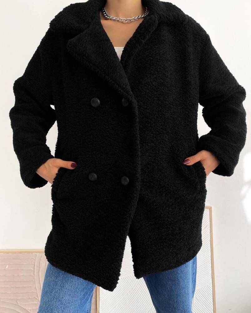 KADIN KRUVAZE PELUŞ KABAN ZYN-58366 - 5