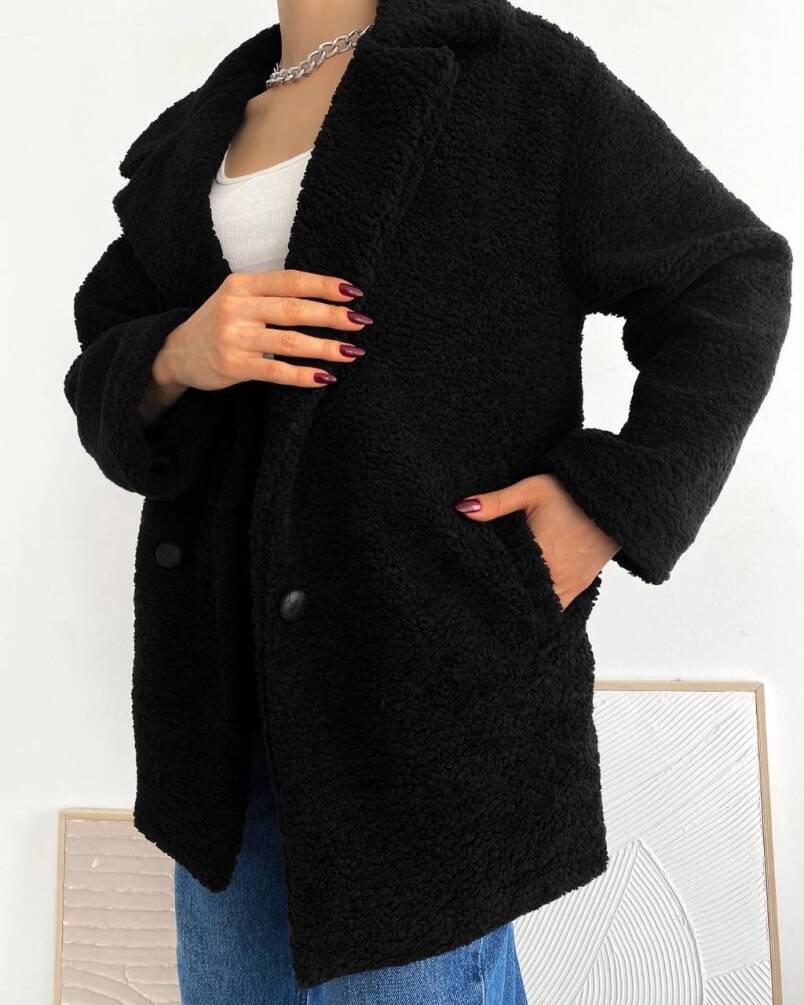 KADIN KRUVAZE PELUŞ KABAN ZYN-58366 - 6