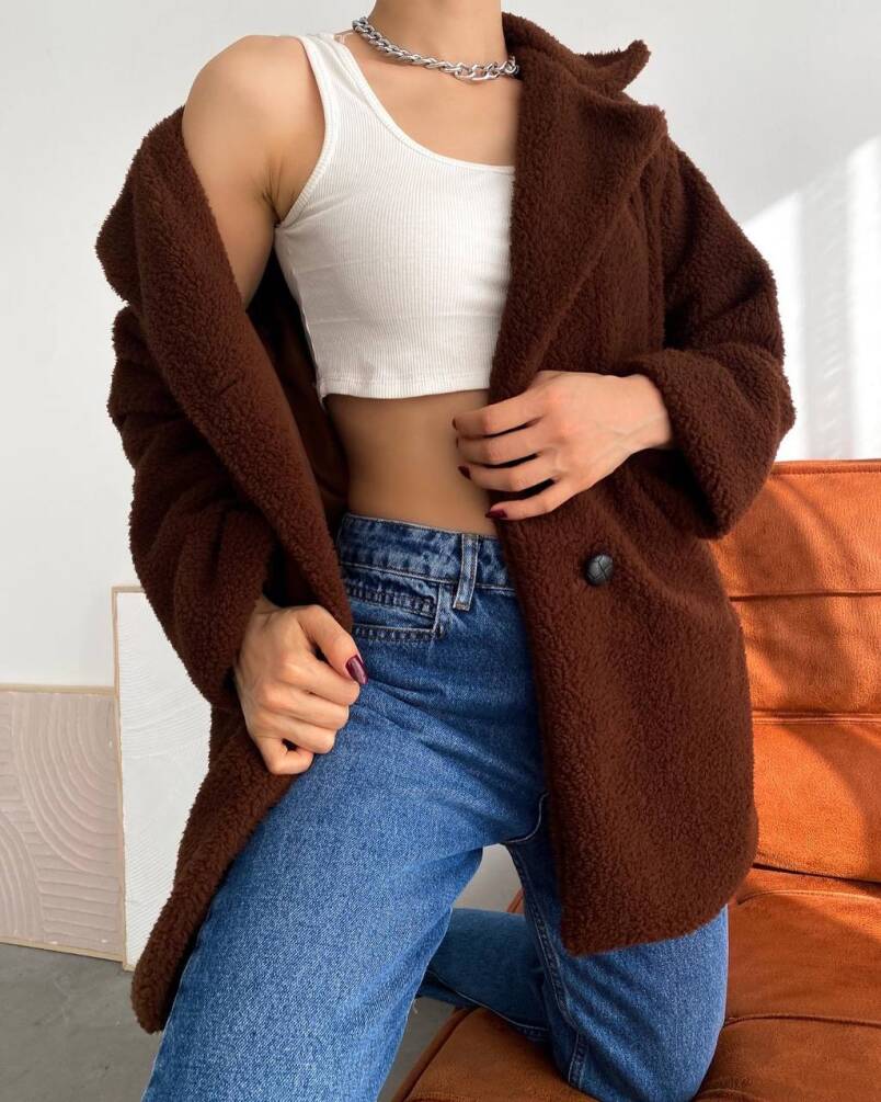 KADIN KRUVAZE PELUŞ KABAN ZYN-58366 - 10