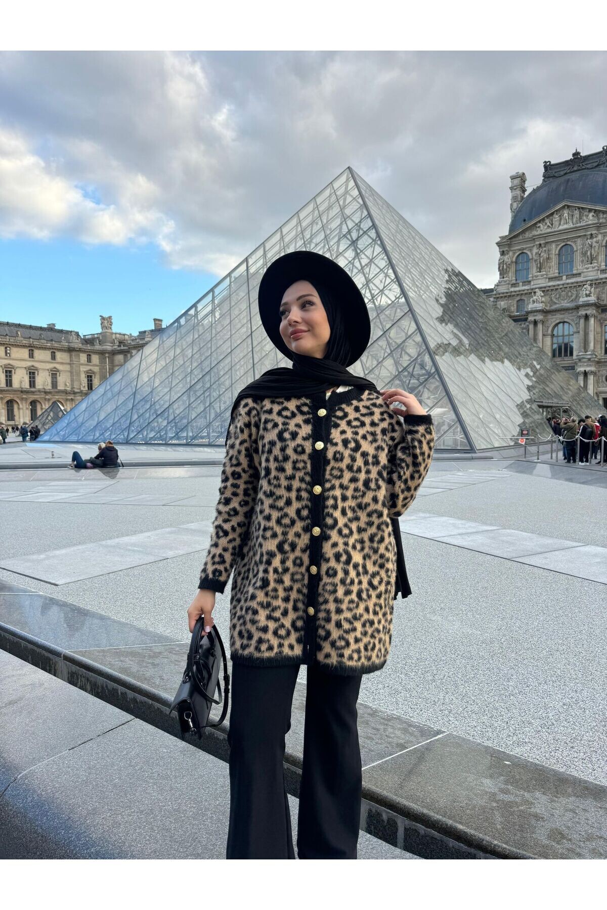 KADIN LEOPAR DESENLİ DÜĞMELİ YÜNLÜ HIRKA ZYN-58760 - 2