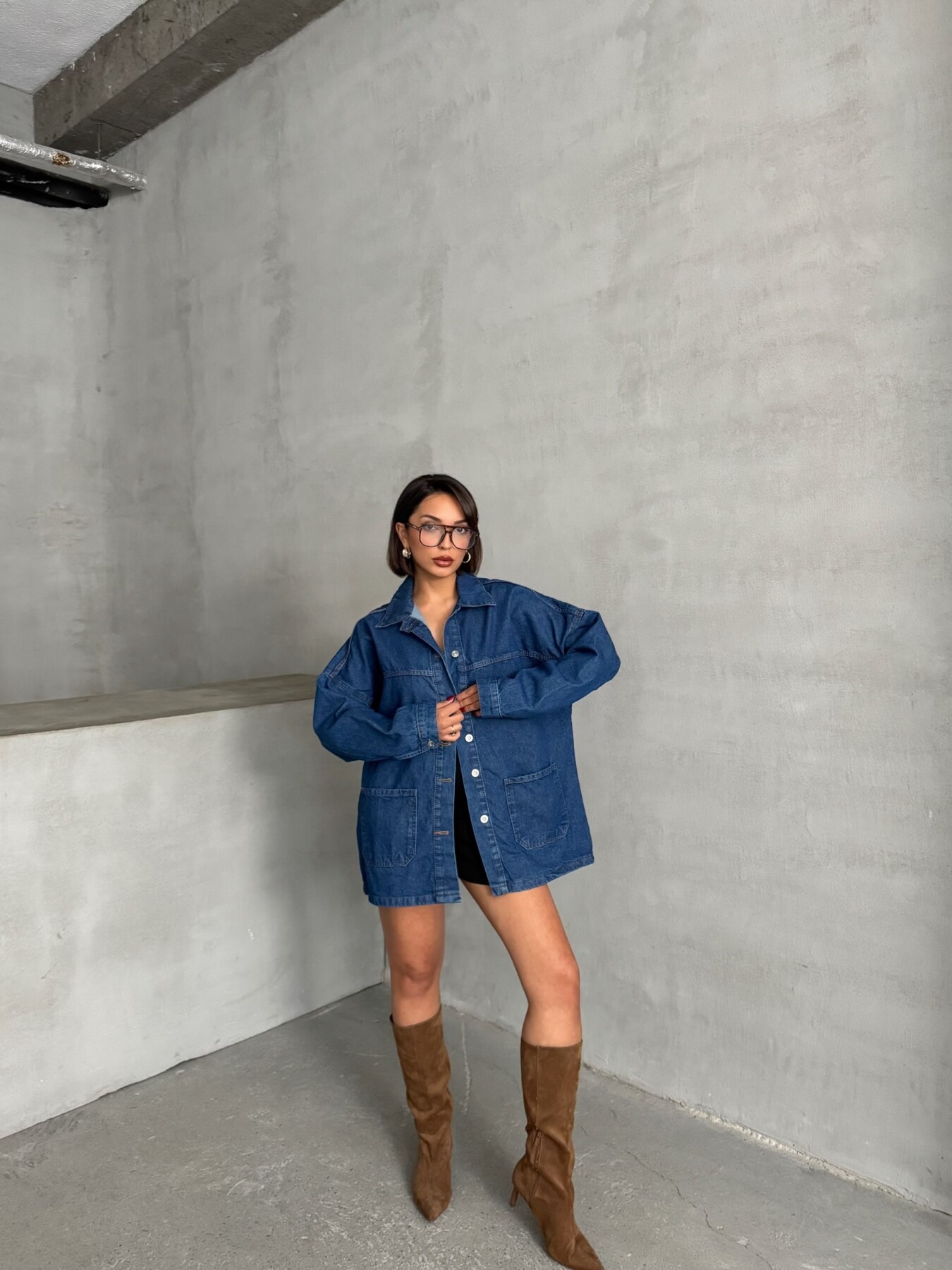 Kadın Oversize Denim Gömlek Ceket HYN-20389 - 6