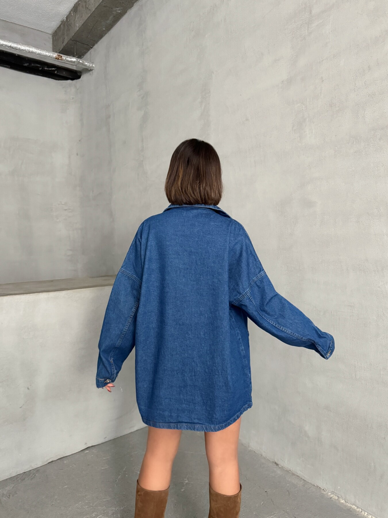 Kadın Oversize Denim Gömlek Ceket HYN-20389 - 8