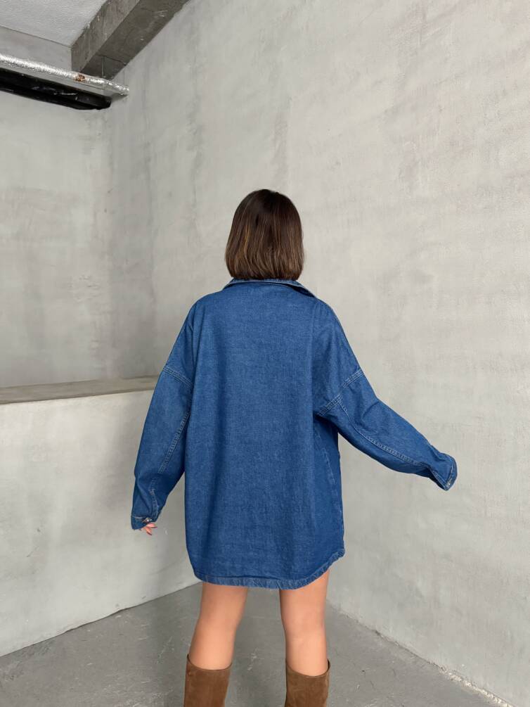 Kadın Oversize Denim Gömlek Ceket HYN-20389 - 8