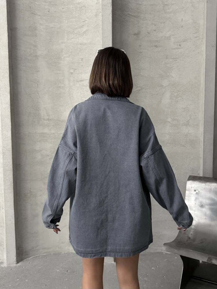 Kadın Oversize Denim Gömlek Ceket HYN-20389 - 9