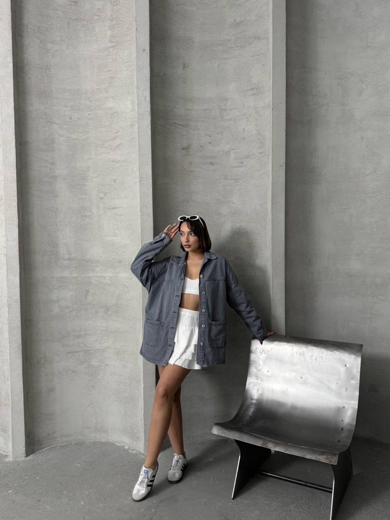 Kadın Oversize Denim Gömlek Ceket HYN-20389 - 14