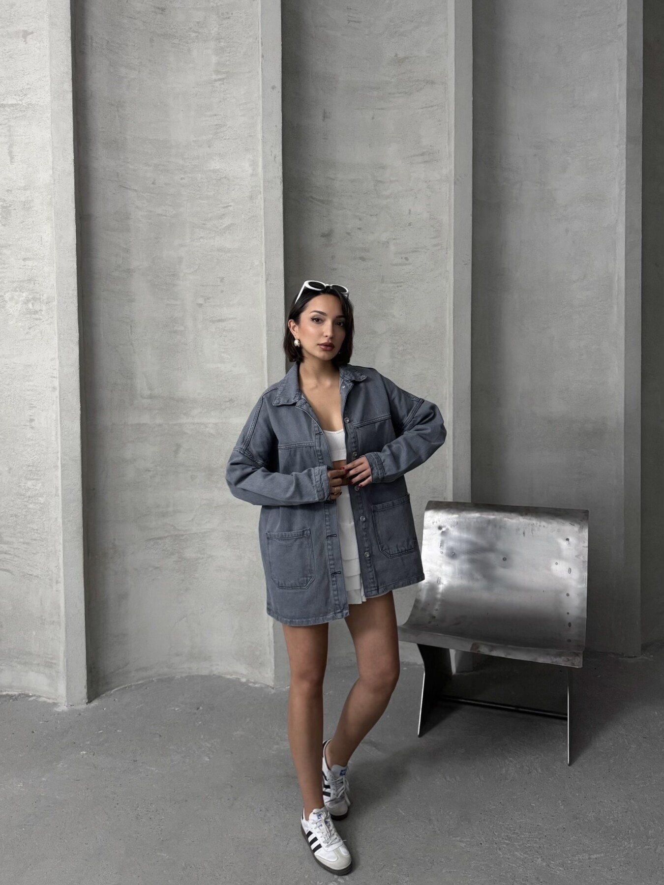 Kadın Oversize Denim Gömlek Ceket HYN-20389 - 15