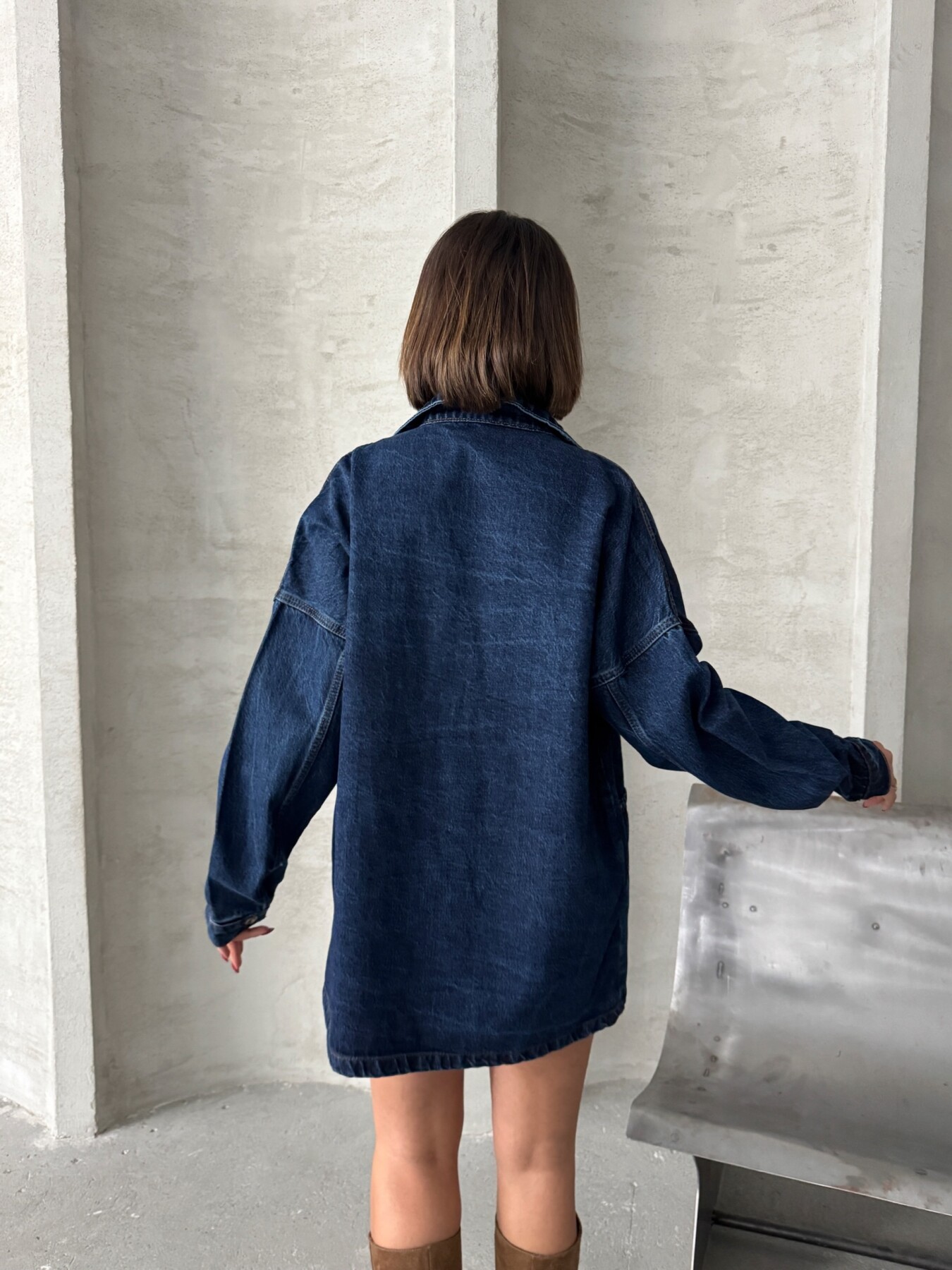 Kadın Oversize Denim Gömlek Ceket HYN-20389 - 16