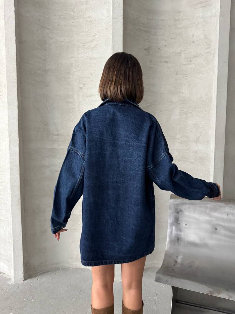 Kadın Oversize Denim Gömlek Ceket HYN-20389 - 16