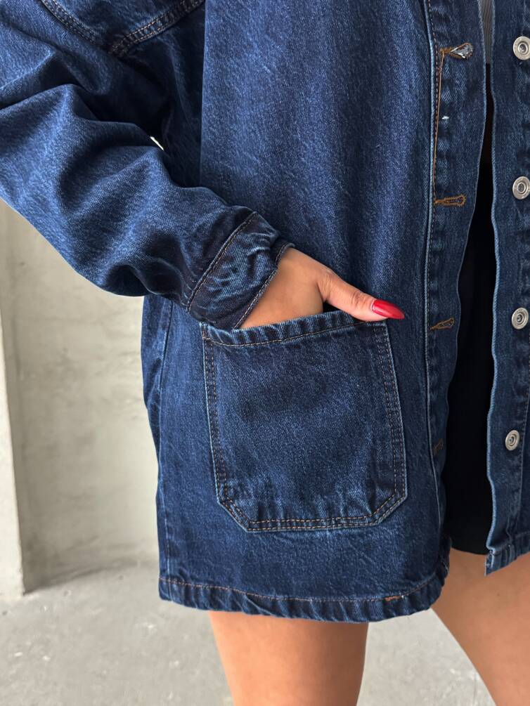 Kadın Oversize Denim Gömlek Ceket HYN-20389 - 19