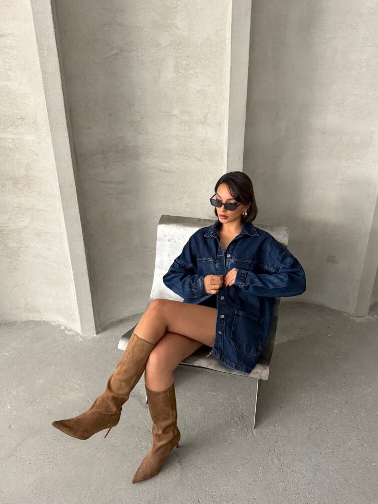 Kadın Oversize Denim Gömlek Ceket HYN-20389 - 20
