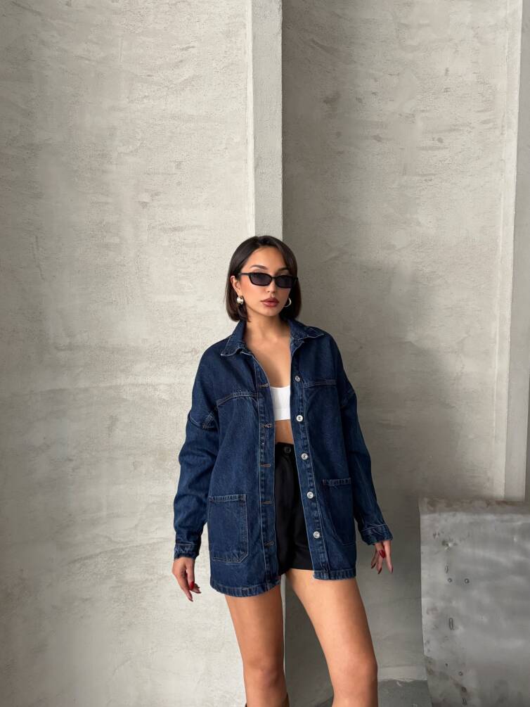 Kadın Oversize Denim Gömlek Ceket HYN-20389 - 21