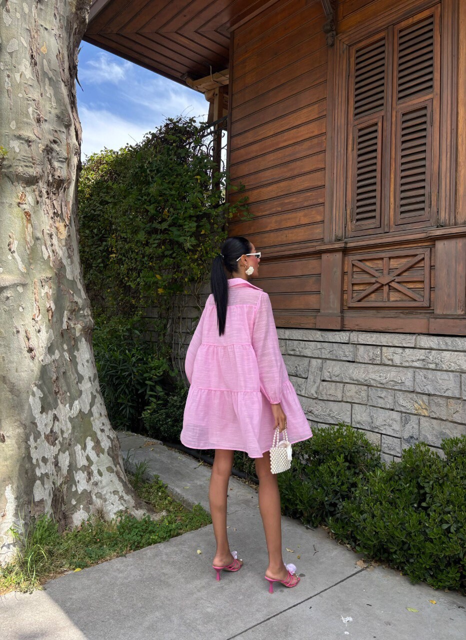 Kadın Oversize Katlı Gömlek Elbise HYN-58056 - 13