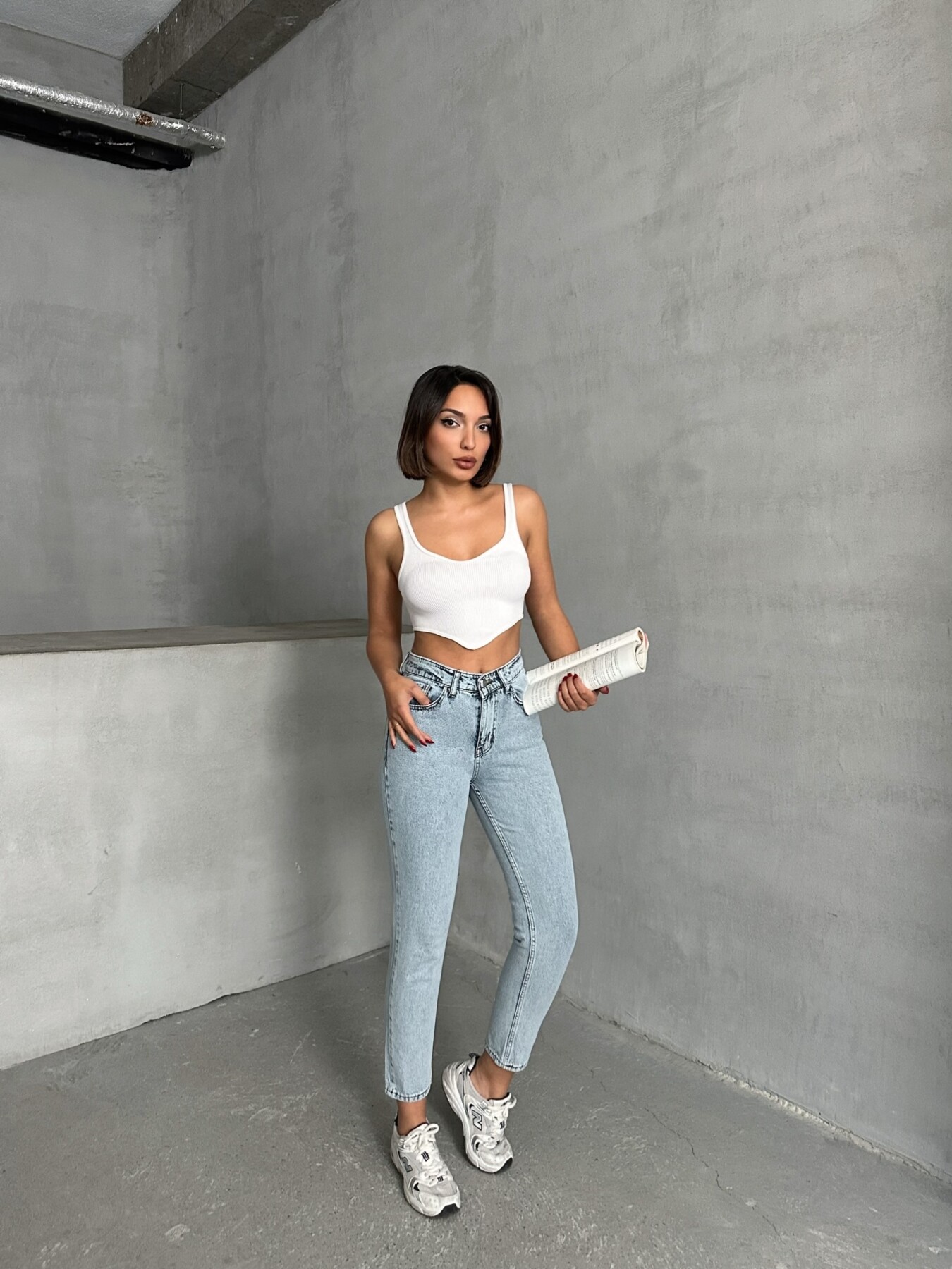 KADIN TAŞ YIKAMALI MOM JEAN KOT PANTOLON ZYN-58718 - 2