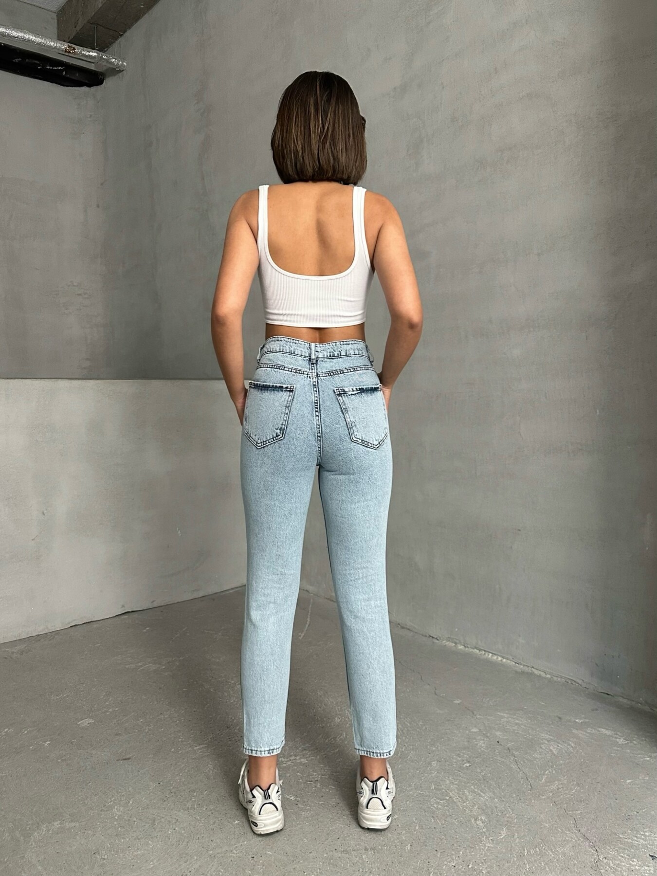 KADIN TAŞ YIKAMALI MOM JEAN KOT PANTOLON ZYN-58718 - 4