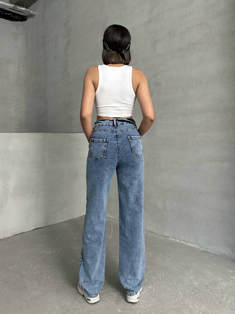 KADIN TAŞ YIKAMALI MOM JEAN KOT PANTOLON ZYN-58718 - 13
