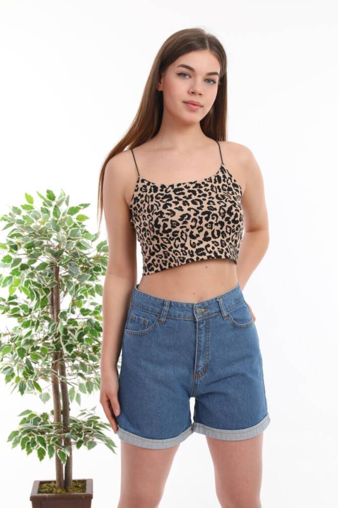 Mavi Kadın Beş Cepli Duble Paça Yüksek Bel Jean Mini Şort Zyn-58154 - 2