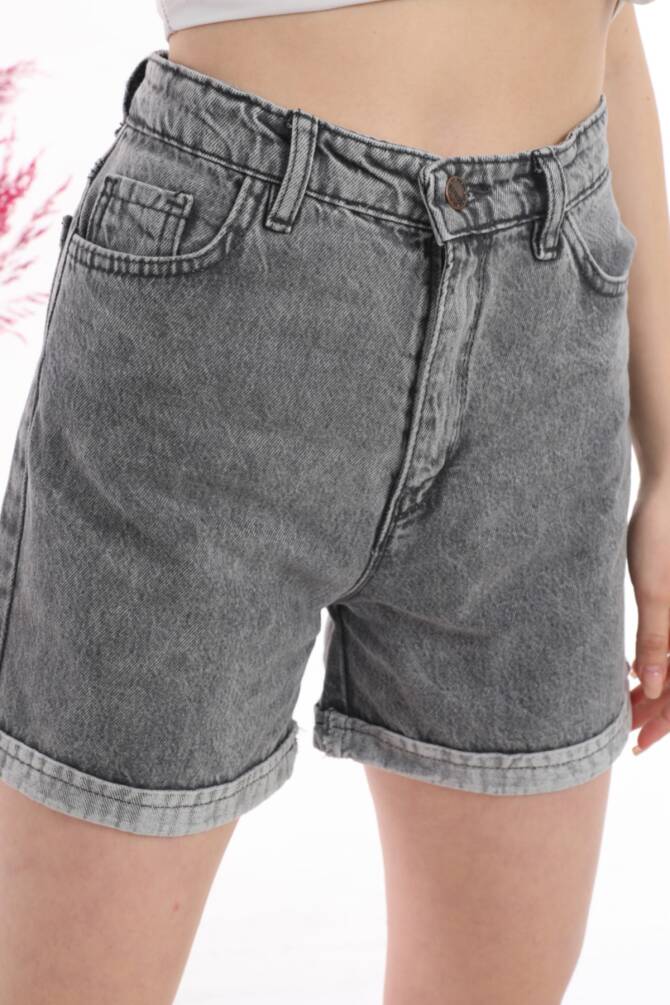 Mavi Kadın Beş Cepli Duble Paça Yüksek Bel Jean Mini Şort Zyn-58154 - 6