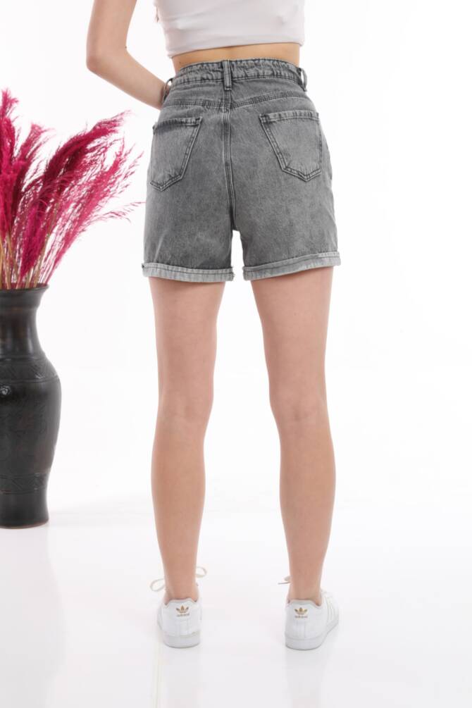 Mavi Kadın Beş Cepli Duble Paça Yüksek Bel Jean Mini Şort Zyn-58154 - 9